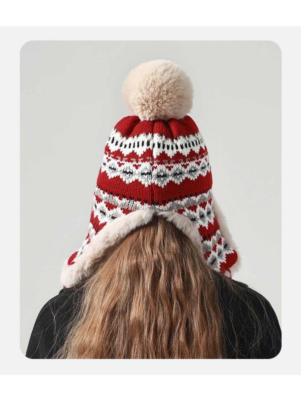 Funkyrel® Atzbranding Limited – wholesale Mössa - Dam – Haila - Jacquardmönstrad stickad mössa med öronlappar6