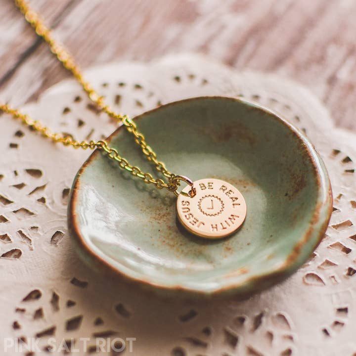 Pink Salt Riot - Wholesale Pendant/Charm Necklace - Be Real with Jesus Gold Necklace1