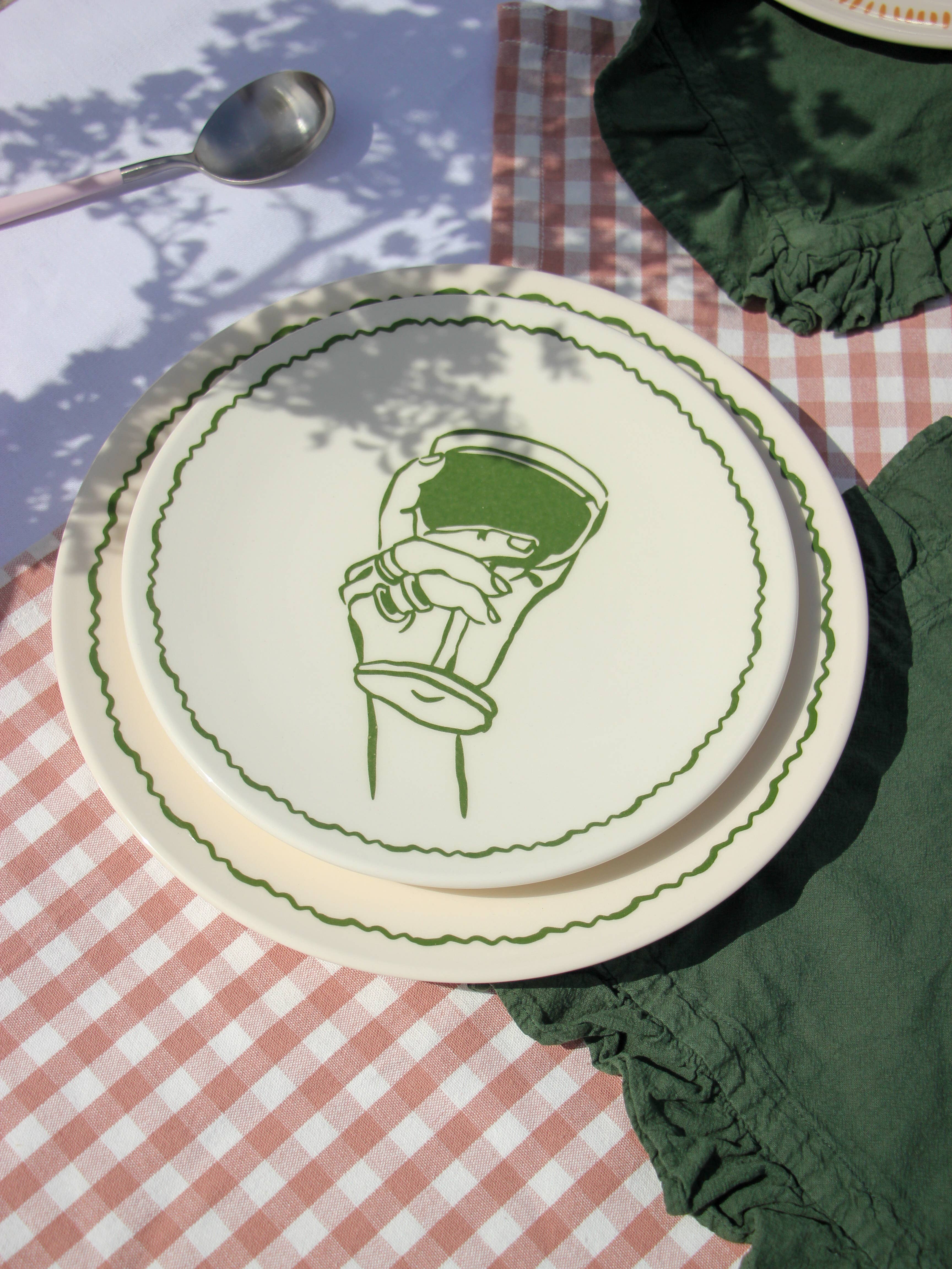 Pó de Barro - Vente Assiette - Assiette à Dessert Verte Ambiance Vacances1