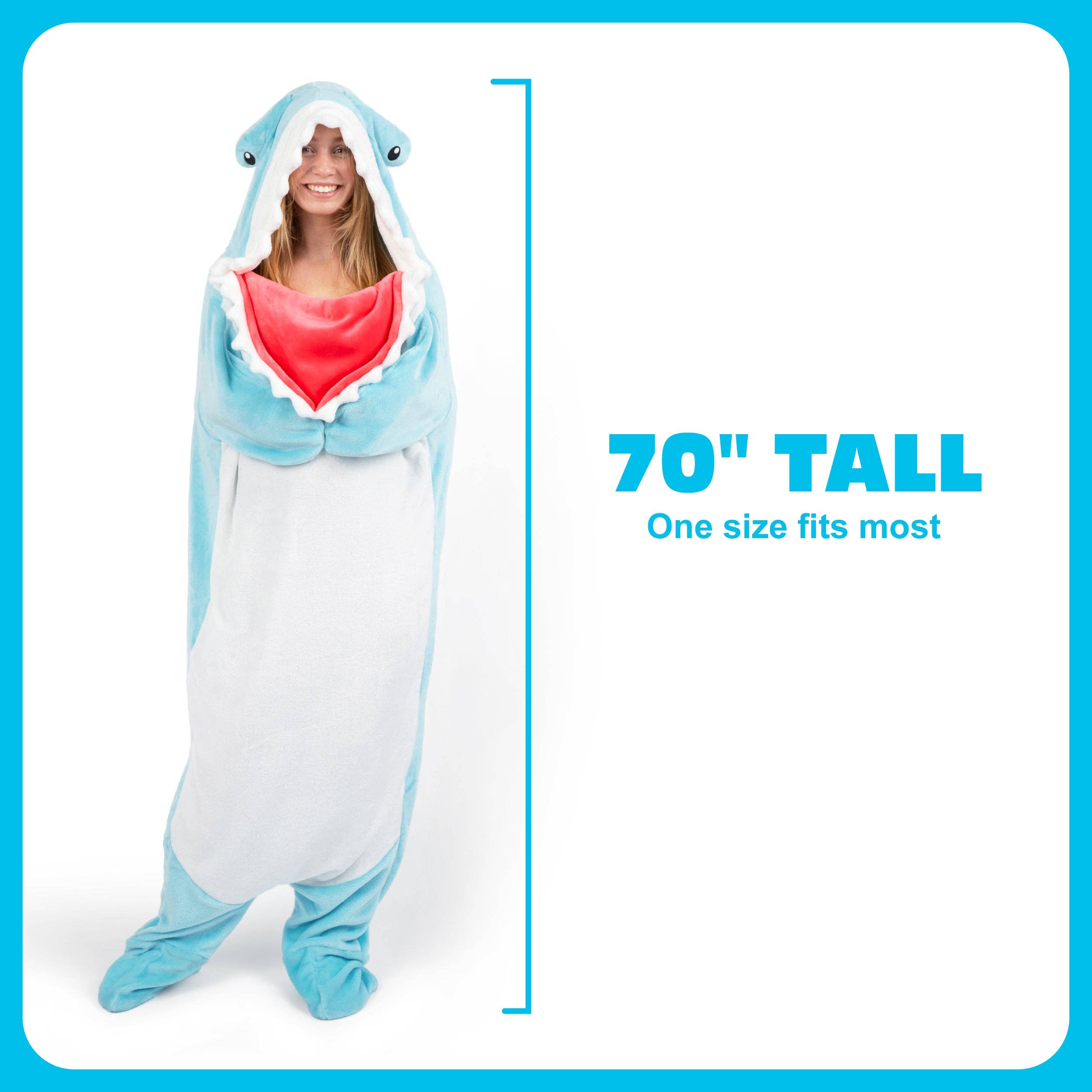 What Do You Meme - Wholesale Throw Blanket - Cozy Concepts Co. Hammerhead Shark Blanket With Sleeves for Hands Free Convenience2