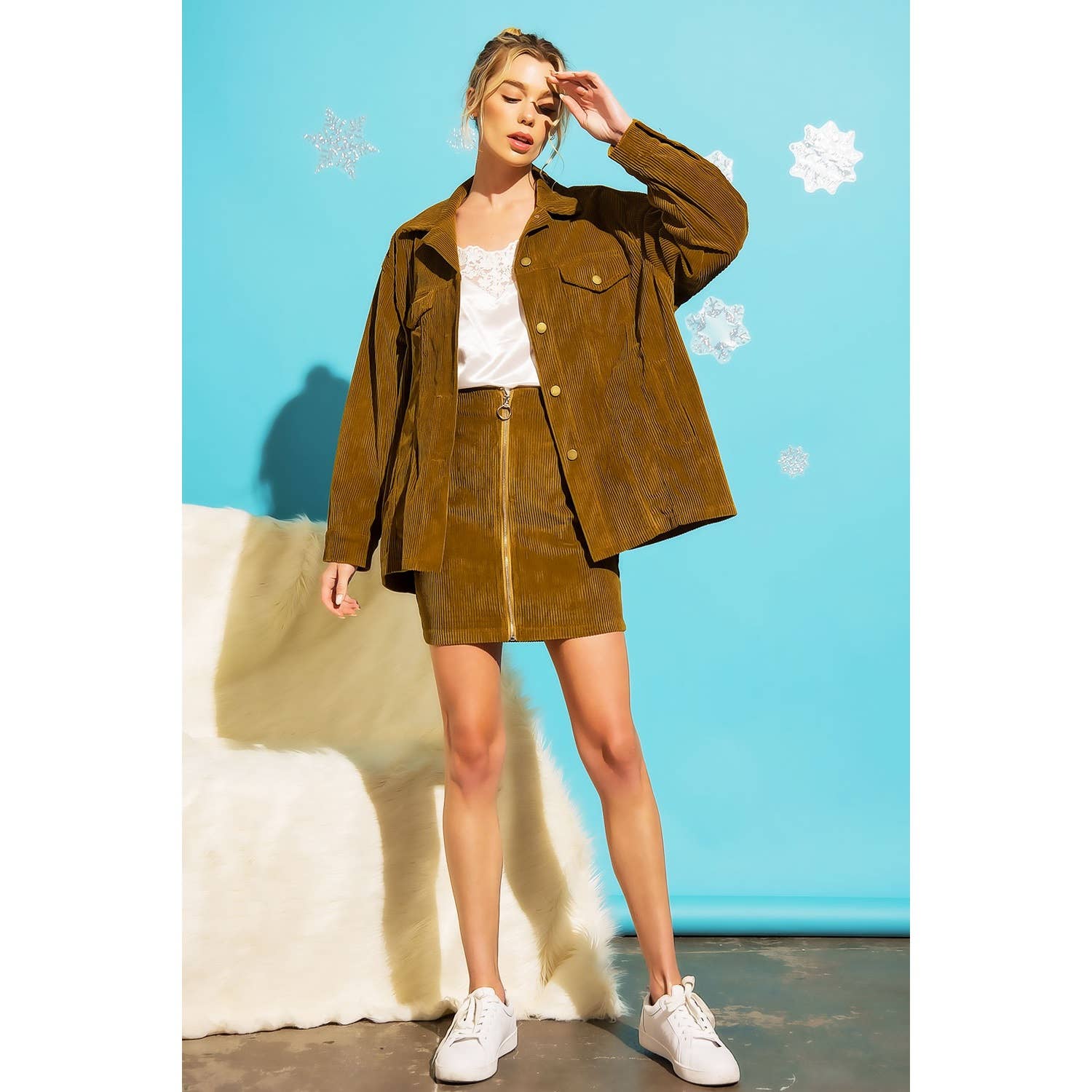 Sweet Generis - Wholesale Skirt - Women's - CORDUROY ZIP UP MINI SKIRT6