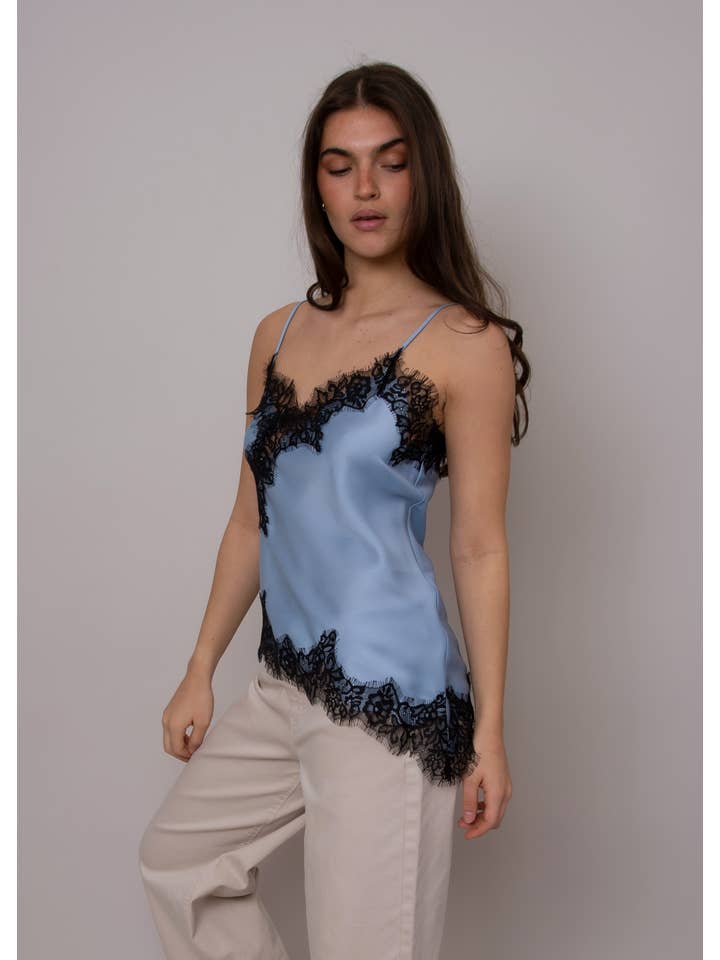 RD Style - Wholesale Camisole - Women's - REILA ASYMMETRIC CAMI W/ LACE TRIM- 57W451S5