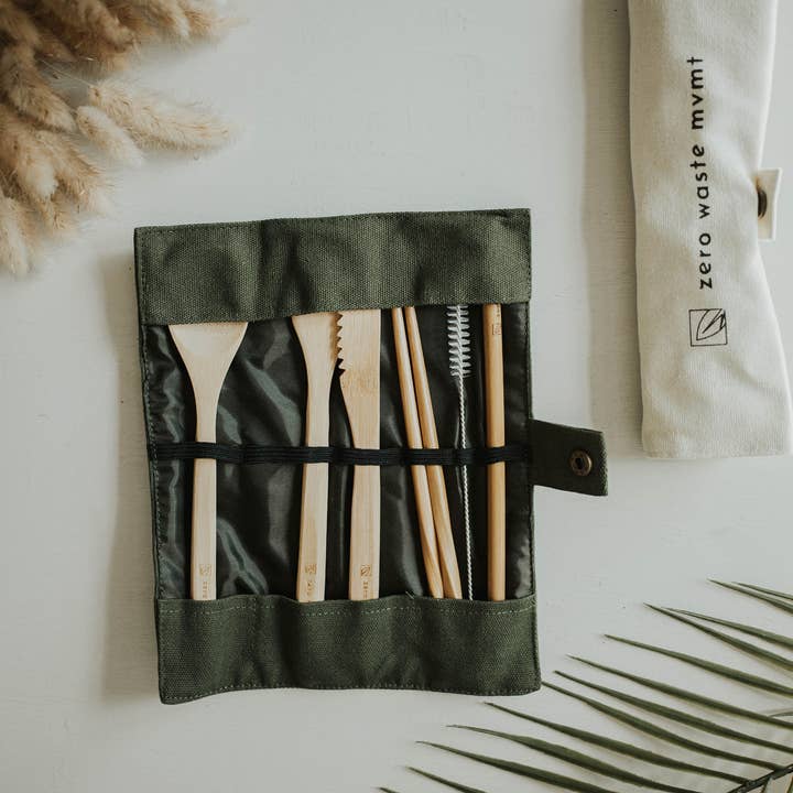 Zero Waste MVMT - Wholesale Assorted Cutlery Set - Travel Bamboo Cutlery Set | Eco-Friendly Utensils with Pouch