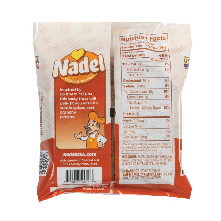 Nadel - Naturally Delicious - Wholesale Bread/Tortilla - Sweet Potato Pecan Bread, 24/4oz Grab&Go Cake Slices2