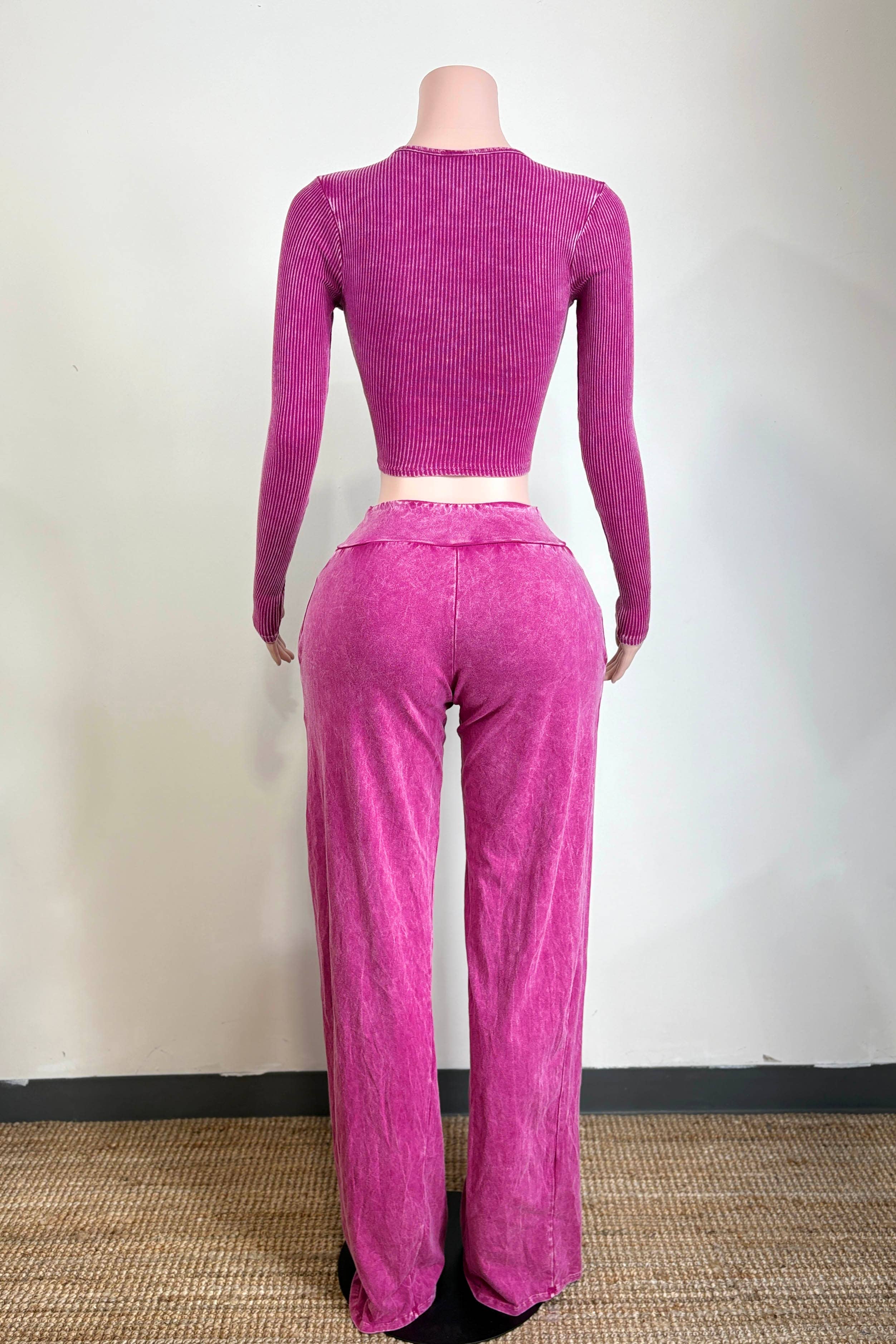 Dalia Studio - Wholesale Lounge Set - Women's - MINERAL WASH FRONT LACED TOP & LOUNGE PANT SET6