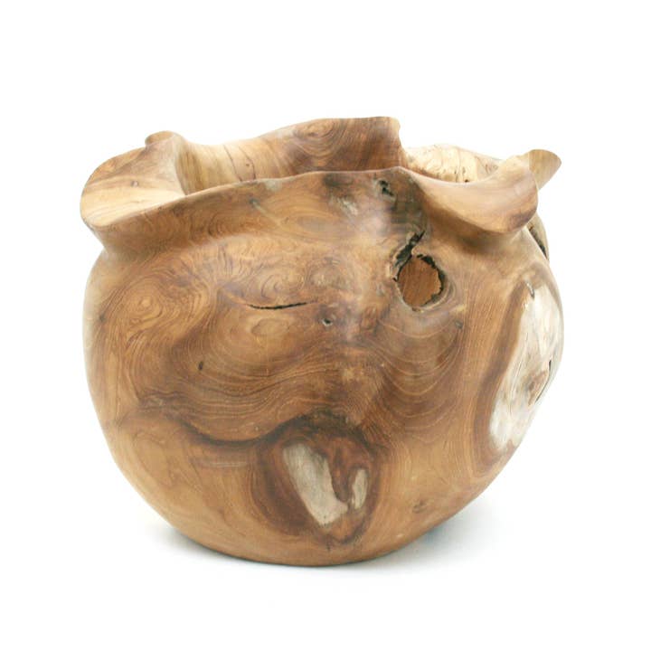 Modern Eastern by Contrast Inc. - Wholesale Vase - Teak Root Fluted Wave Pot1