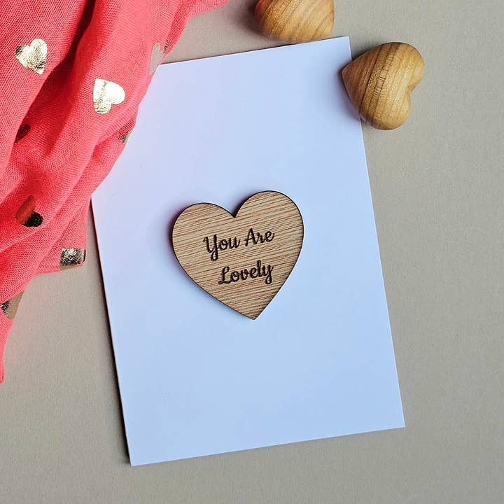 'You Are Lovely' Heart Pocket Token And Card for wholesale by Nest