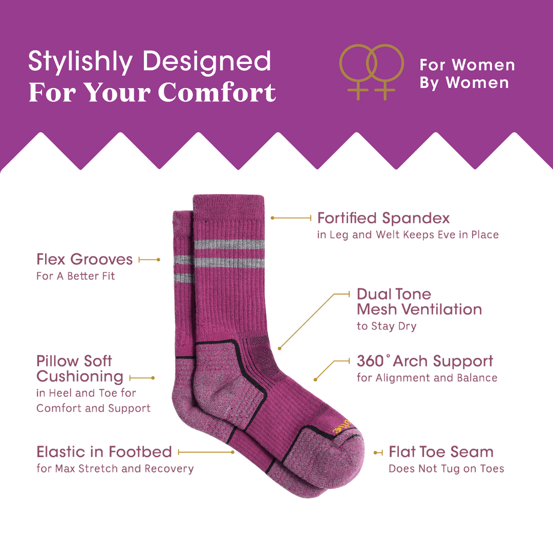 ToughCutie - Vente Chaussettes – femme - Classique Athlétique Randonneur en Laine Mérinos Crew2