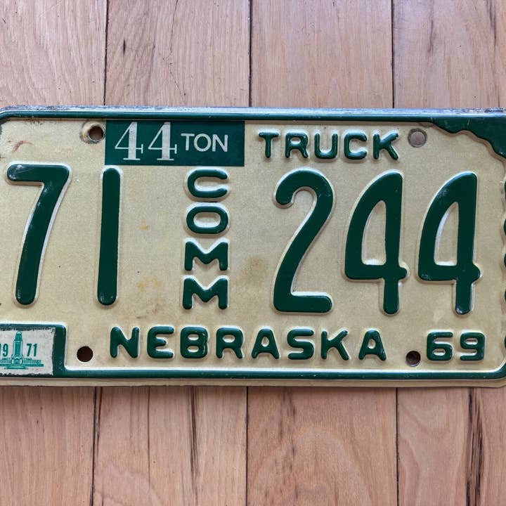 1969 Nebraska Commercial Truck License Plate W/ 1971 Tab for wholesale by RusticPlates