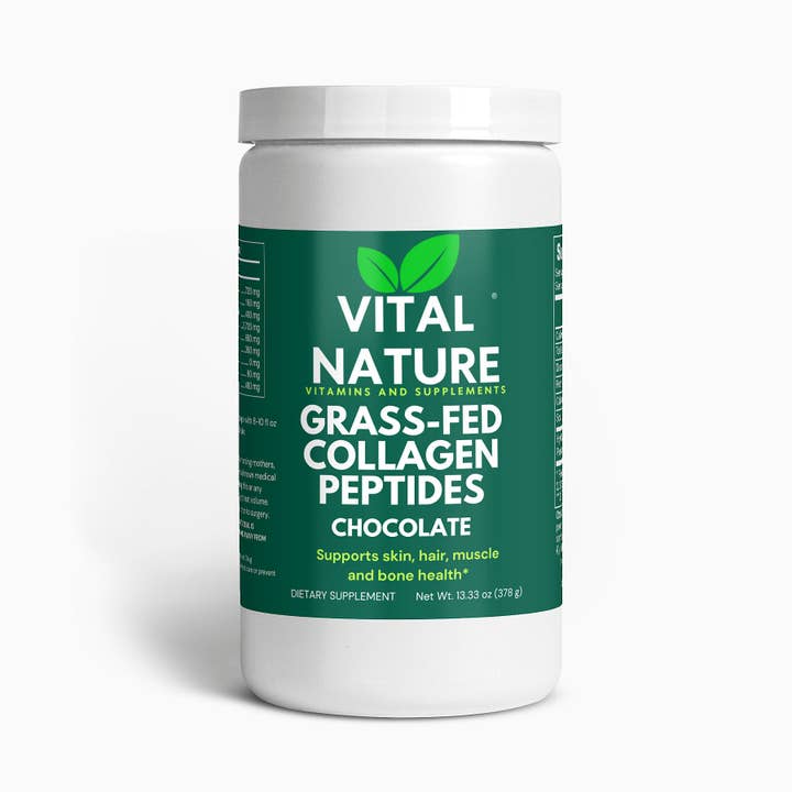 Vital Nature Collagen Peptides Powder, Chocolate Flavor, Promotes Hair, Nail, Skin, Bone and Joint Health, 13.33 OZ, 18 Grams Per Serving, Non-GMO, Gluten Free for wholesale by Natures Honest