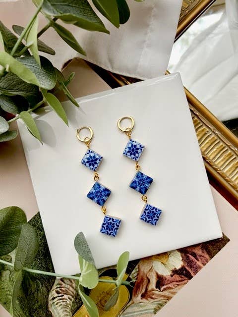 Trio Talavera Tile Polymer Clay Earrings for wholesale by Frida Smallo Designs