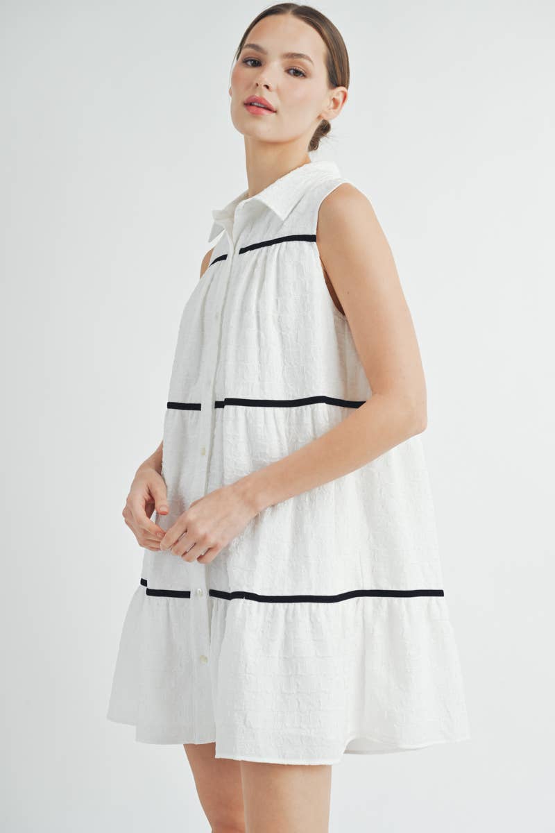 AIBLEE - Venta al por mayor Vestido - Mujer - Vestido mini de vuelo abotonado - Sin mangas3