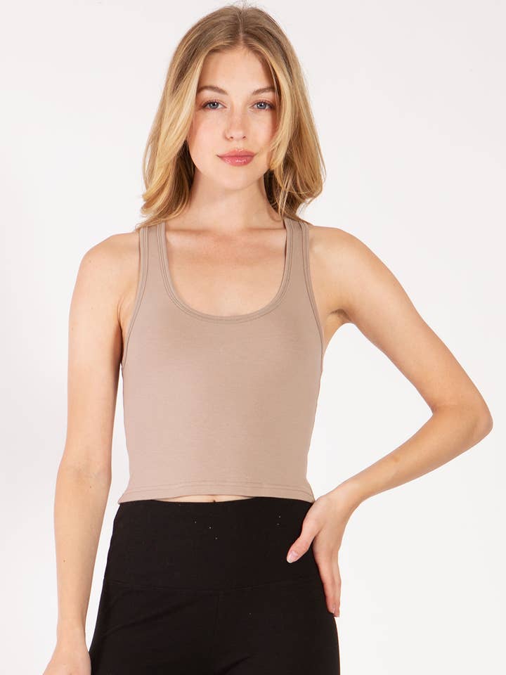 Color 5 - Wholesale Tank Top - Women's - Solid color cotton lycra cropped tank top with racer back