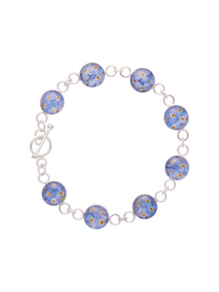 Link Bracelet with Forget Me Not Flowers for wholesale by Fresh Jewelry Co