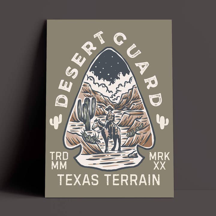 Desert Guard Texas Olive Poster for wholesale by State Bliss