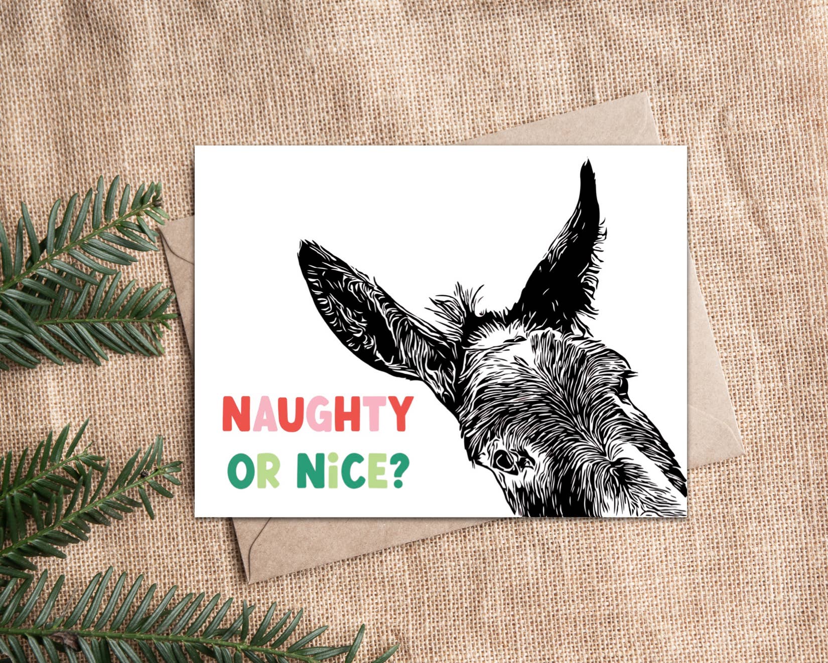 Laughing Mule Press - Wholesale Stationery/Notecard Set - "Sam" Funny Donkey Holiday Notecard (Package of 6) Christmas4