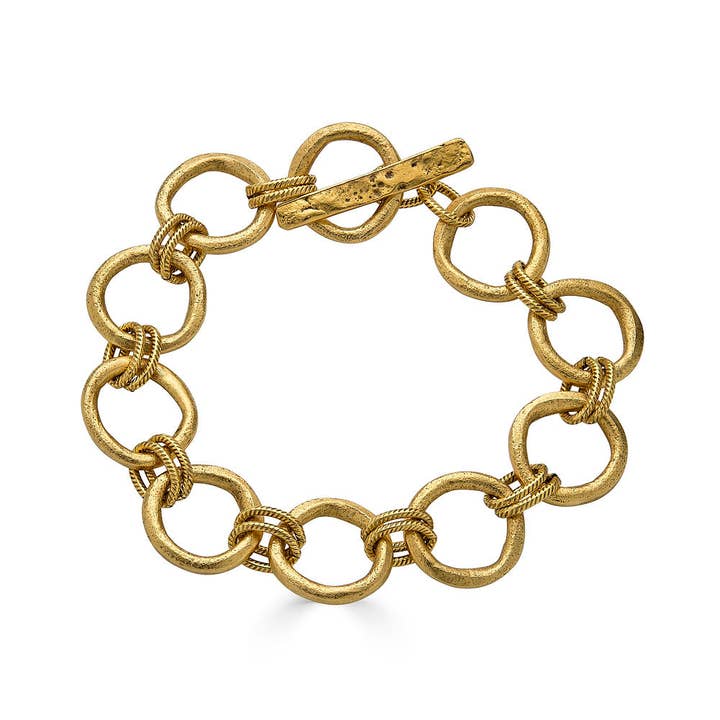 Gold Sculpted Circle Bracelet for wholesale by Loni Paul Jewelry