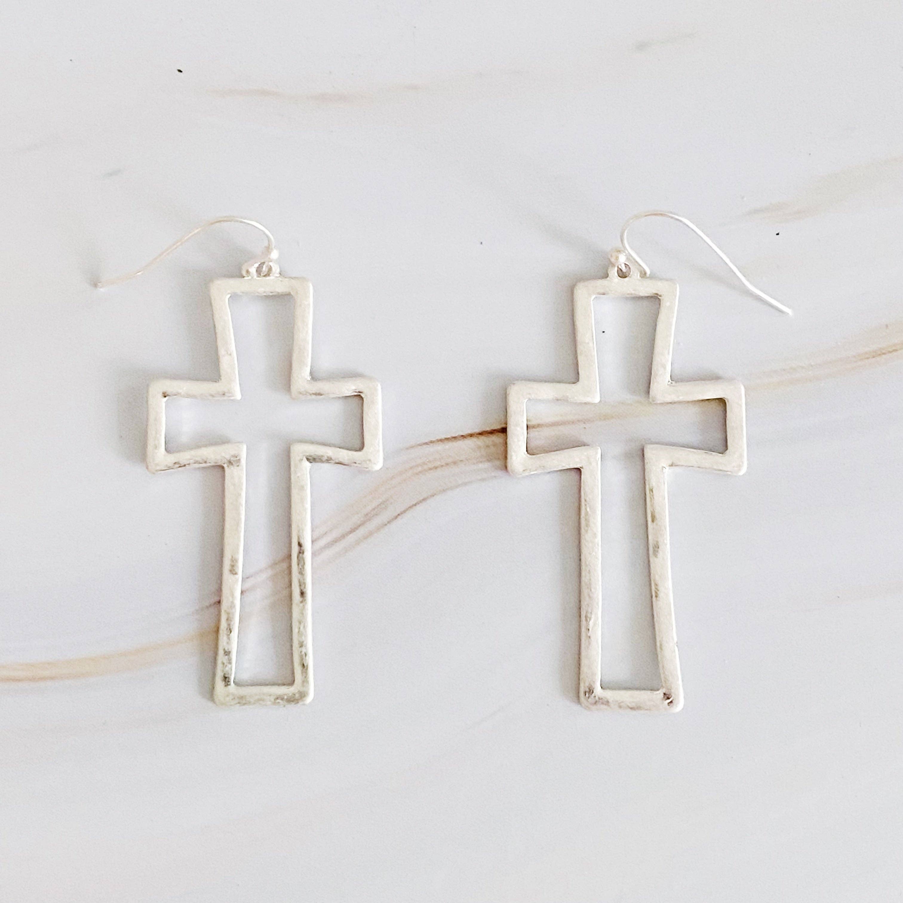 Ellison+Young - Wholesale Dangle Earrings - Dangle Cross Outlined Earrings1