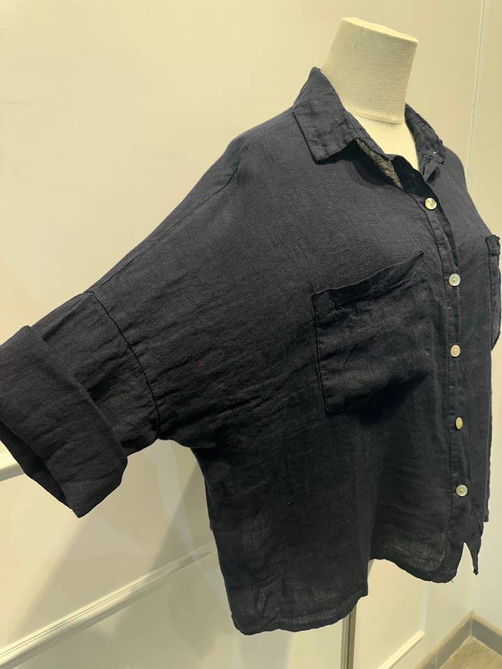 AMARIA - Wholesale Buttoned-down shirt – Women's - Loose shirt - 100% linen - 216379