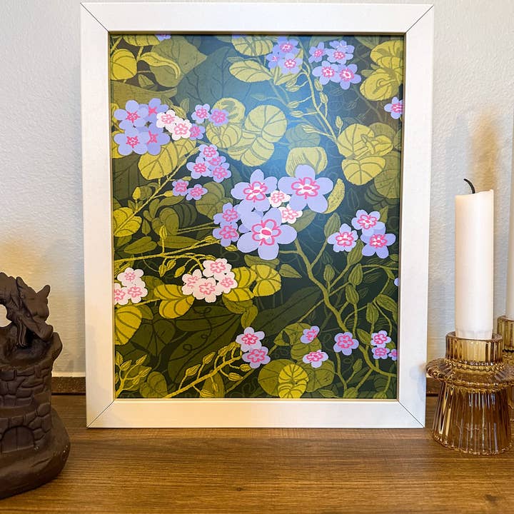 lu bremer design - Wholesale Art Print - "don't forget me" floral plant art print - 8x103