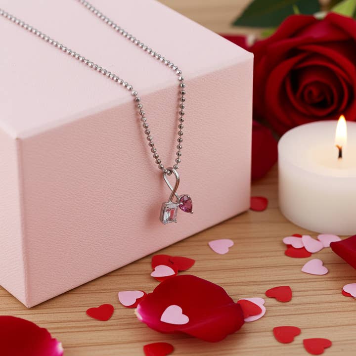 Pendentif Toi et Moi en Moissanite Rose 'D' VVS 2,00ct Blanc 925 Argent Blanc pour Femme de King Of Bling pour la vente par KING OF BLINGS