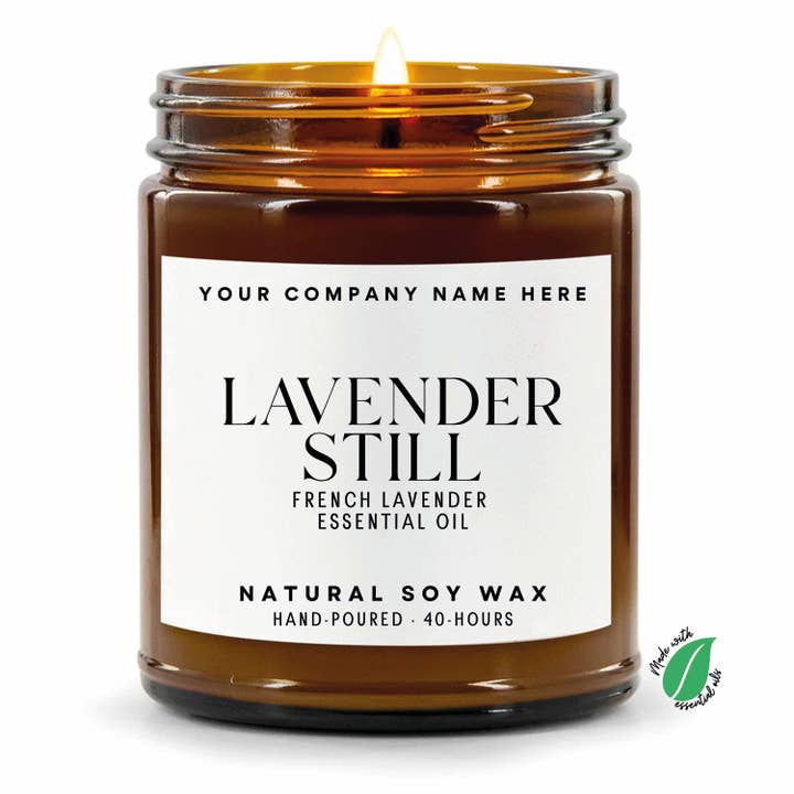 Candle Drop – wholesale Jar/filled candle – Label Style 7 | Wholesale White Label Soy Candle | Amber Jar16