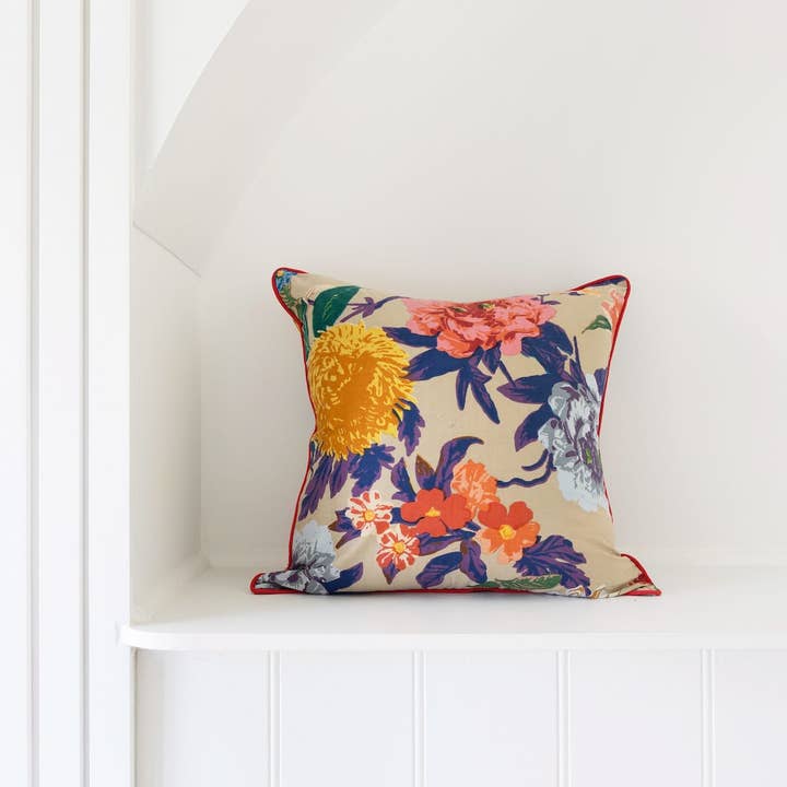 Kussenhoes voor Mexicaanse schilders - Beige Anthro Floral voor wholesale door Linen Connections