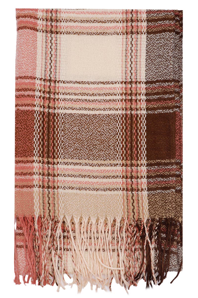 Cap Zone – wholesale Scarf – Women's – Madras Plaid Variegated Blanket Wrap Shawl Oblong Scarf12