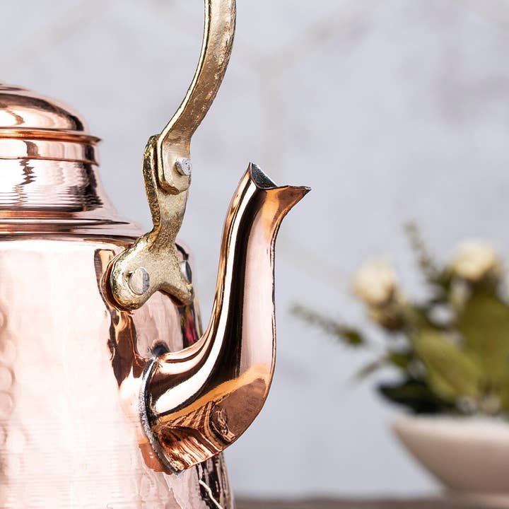 ALFIQ Copper - Wholesale Tea Pot - Hammered Solid Copper Teapot Stovetop with Wooden Handle 1.6 Quarts (1.5 Liter)3