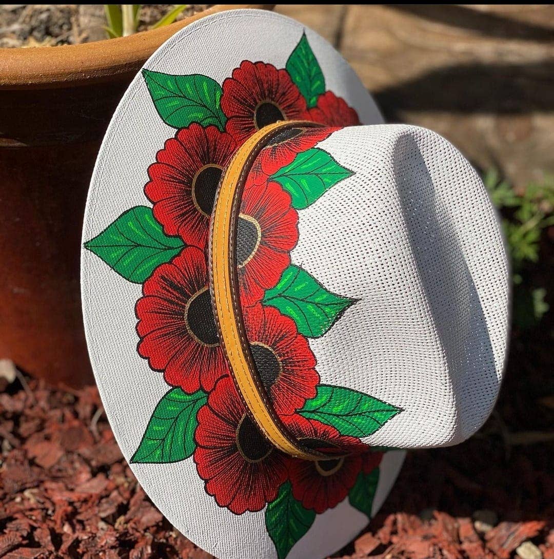 GMCE Global Trading, LLC - Wholesale Fedora - Unisex - Floral Hand-Painted Palm Straw Fedora Hat 10