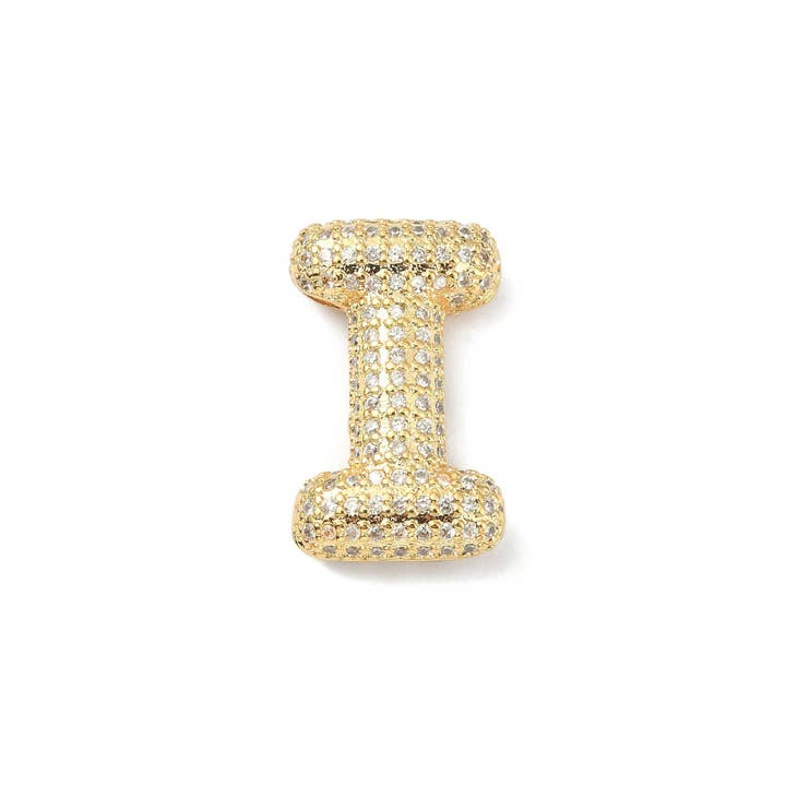 The Charm Bar Company - Wholesale Individual Charm/Pendant - Gold Slider Rhinestone Bubble Initial Charm8