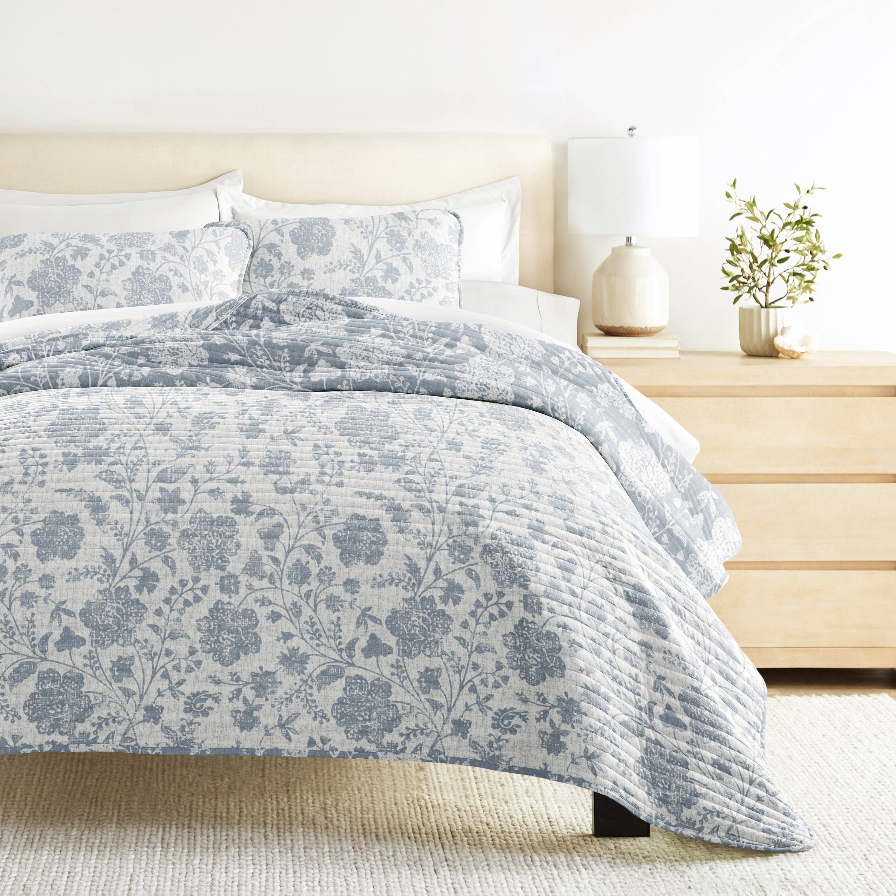 ienjoy Home - Vente Courtepointe - Ensemble de couette réversible à motifs floraux texturés toutes saisons28