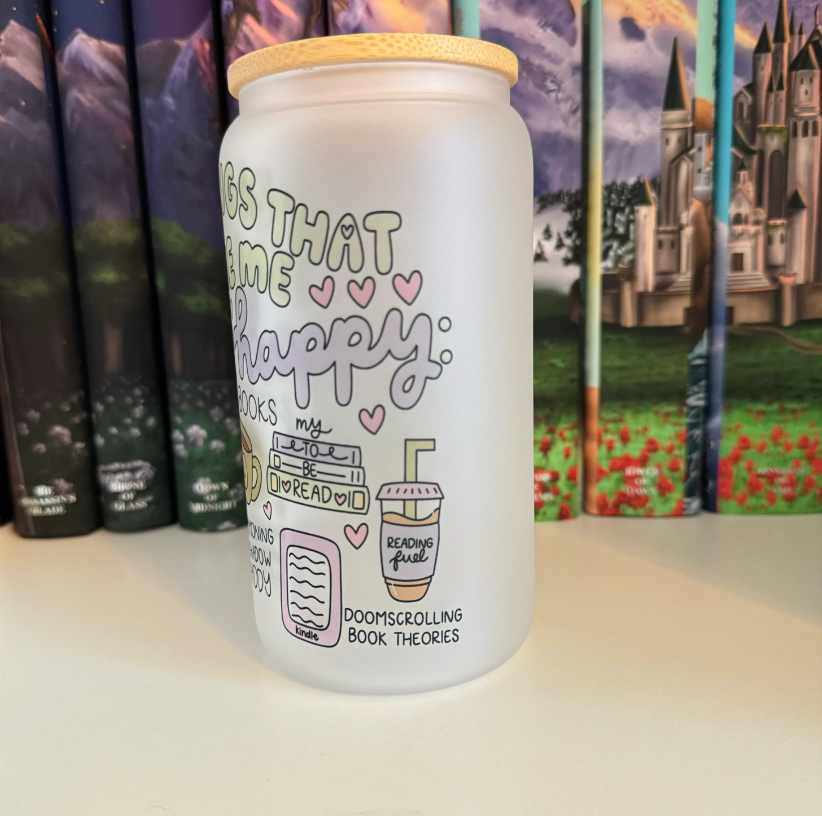 Treasured Tropes Paper Co - Wholesale Drinking Glass/Cup - Cute Book Themed Libbey Can Glass2