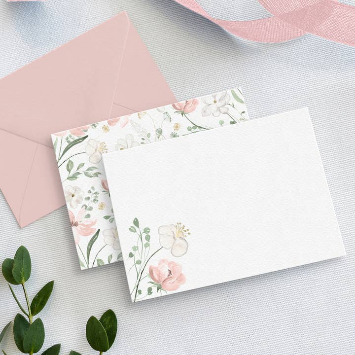Blush Floral Enclosure Cards (Box of 12) for wholesale by Crafty Paper Co.