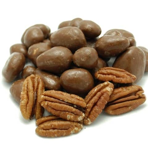 Weaver Chocolates Milk Chocolate Covered Pecan 15 LB for wholesale by Weaver Nut Company, Inc.