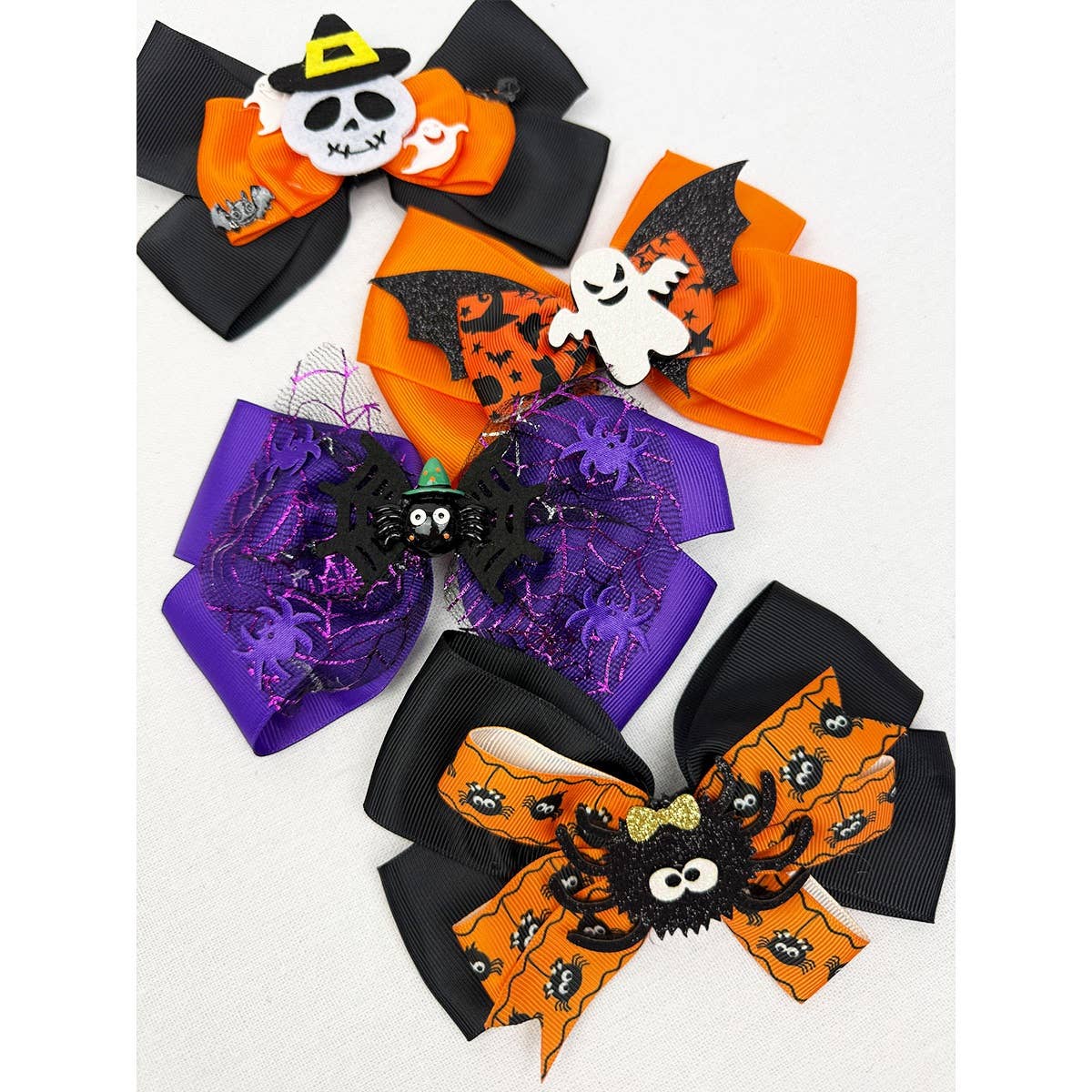 MIX COLOR Halloween Theme Hair Bow Clip Set for wholesale on Faire2