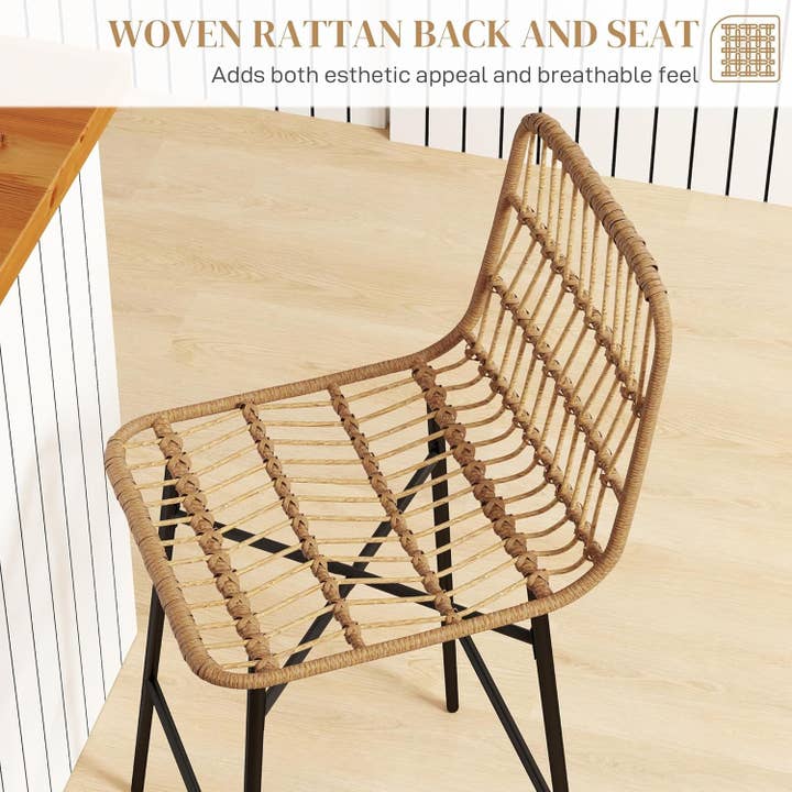 Rattan Counter Height Bar Stools Set Of 2 26 Inch Brown for wholesale on Faire3