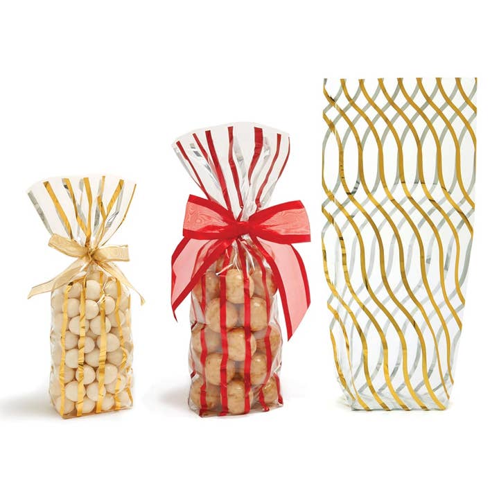 Clear 1.4 MIL Cello Candy Bags with Metallic Prints for wholesale by Nashville Wraps