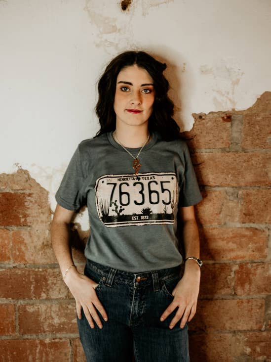 Zip Code License Plate Graphic T-Shirt for wholesale by Ranch Swag