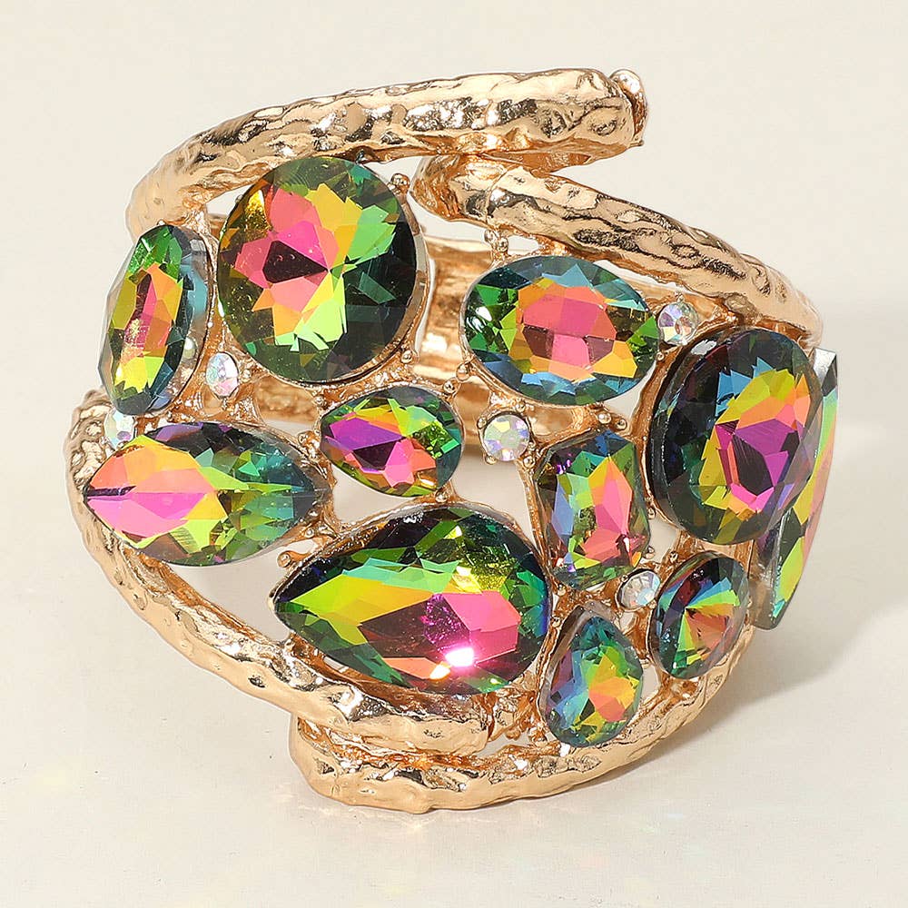 Sensibling Corp. - Vente Bracelet manchette - Bracelet large articulé orné de pierres ovales en forme de larme ronde4