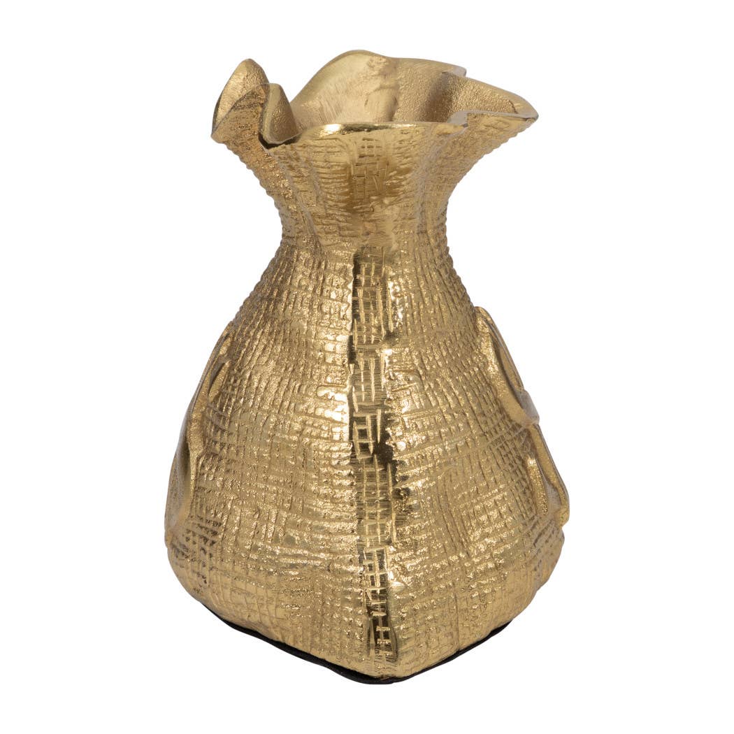 Sagebrook Home - Wholesale Decorative Figurine - Figurine - Gold Metal Modern Textured Money Bag, 7 in.7