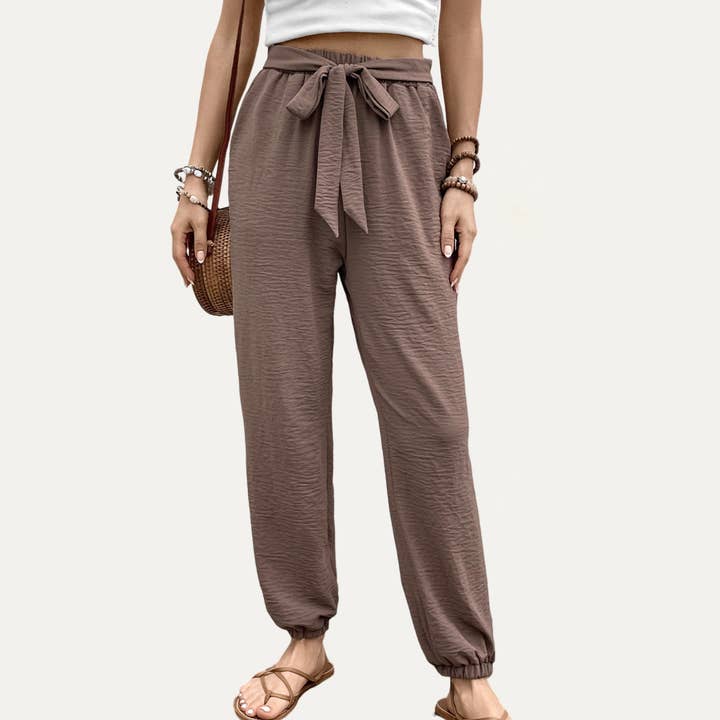 Fritids joggerbukser med høj talje med bindefront for engroshandel hos The Moment Collection