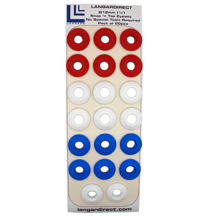 Langard - Wholesale - 20 rood wit en blauw Snap n Tap 12 mm oogjes sluitring afgedicht1