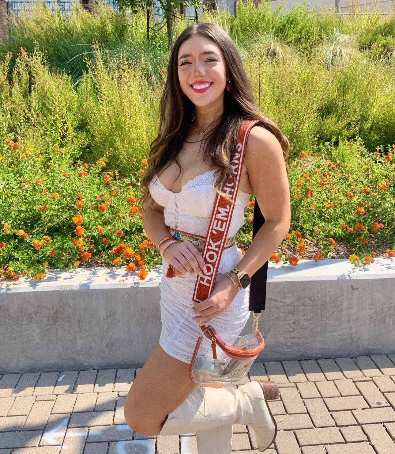 Desden – Alça - Mulher por atacado – Alça de Bolsa com Missangas Hook Em para Texas Longhorns em Laranja Queimado e Branco por Desden3