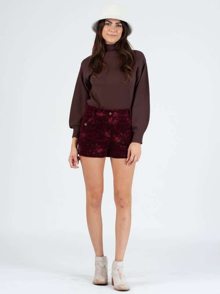 PANTALONCINI BOHO FLOREALI CON CORDONCINO BORDEAUX per la vendita all'ingrosso da parte di Lucca Couture