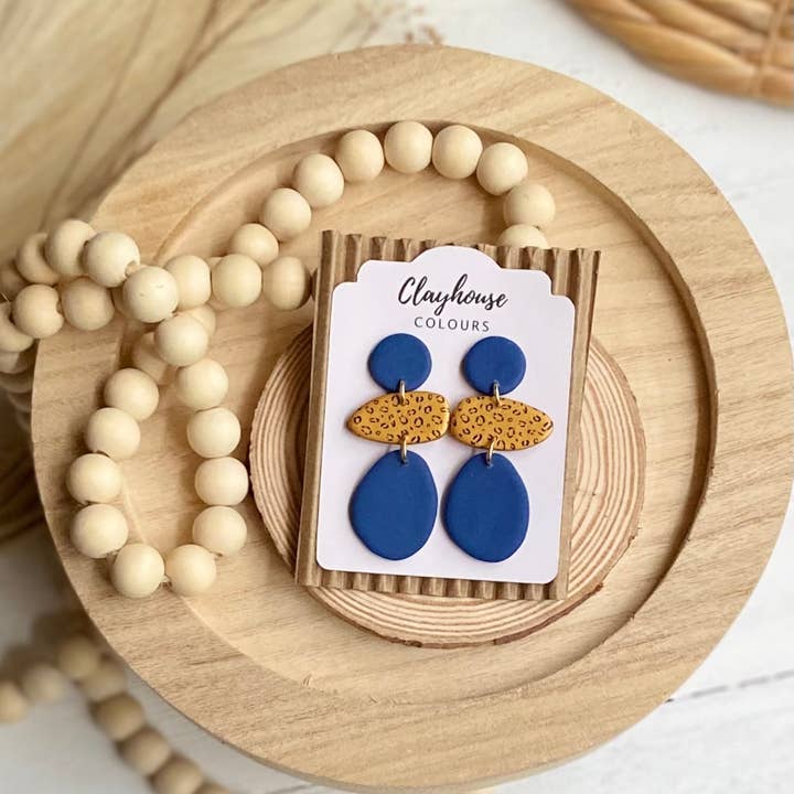 Clayhouse Colours - Wholesale Dangle Earrings - Navy & Gold Clay Earrings2
