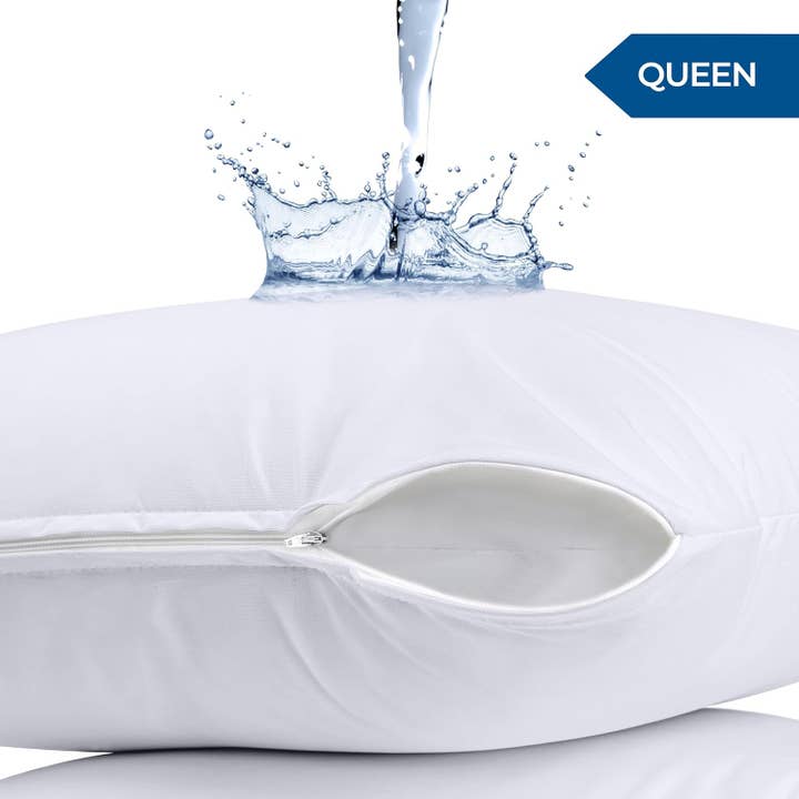 DRINKPOD LLC - Wholesale Bedding Pillowcase/Sham - Waterproof Pillow Protectors Zippered (2 Pack, White) , Zippered Pillowcases, Bed Bug Proof Pillow Encasement Covers 20 x 30 Inches