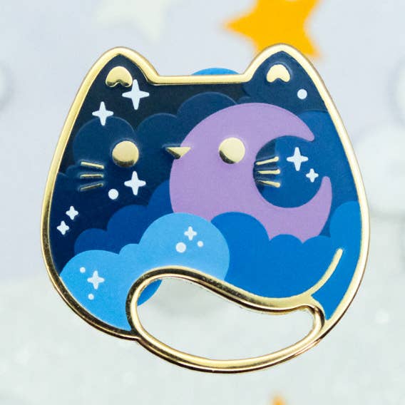 Moony Cat Pins - Charm-ing Collection for wholesale by Sparkles in the Wild