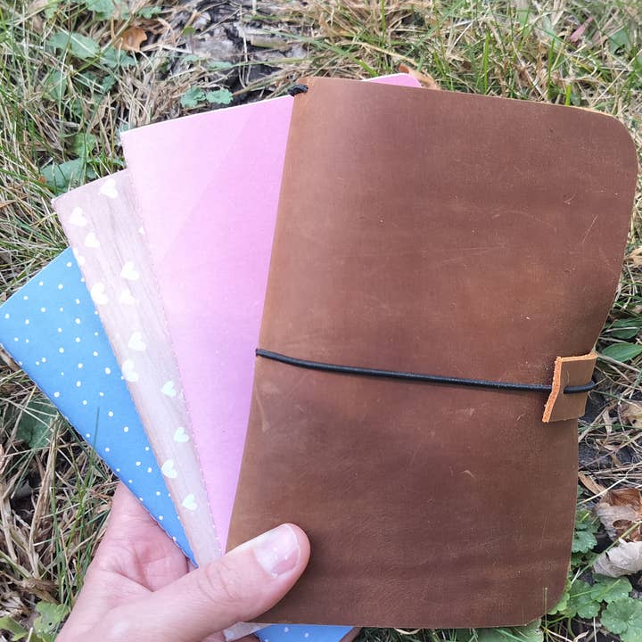 MorseLeather Co. - Wholesale Journal Cover - Leather Notebook w/ 3 Watercolor Inserts