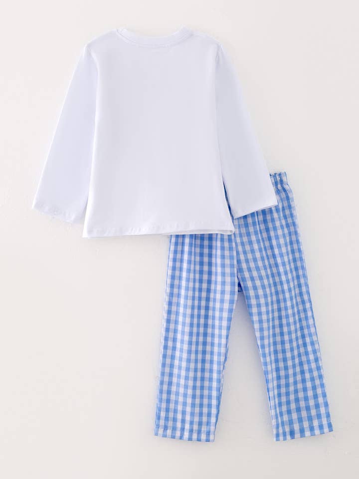 Rylee Faith Designs - Wholesale Top & Pant Set - Kids - Chicken Blue Smocking Embroidered Boys Outfits5